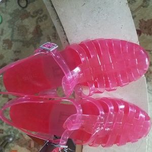 Jelly Sandals-Neon Pink, Size 7-8